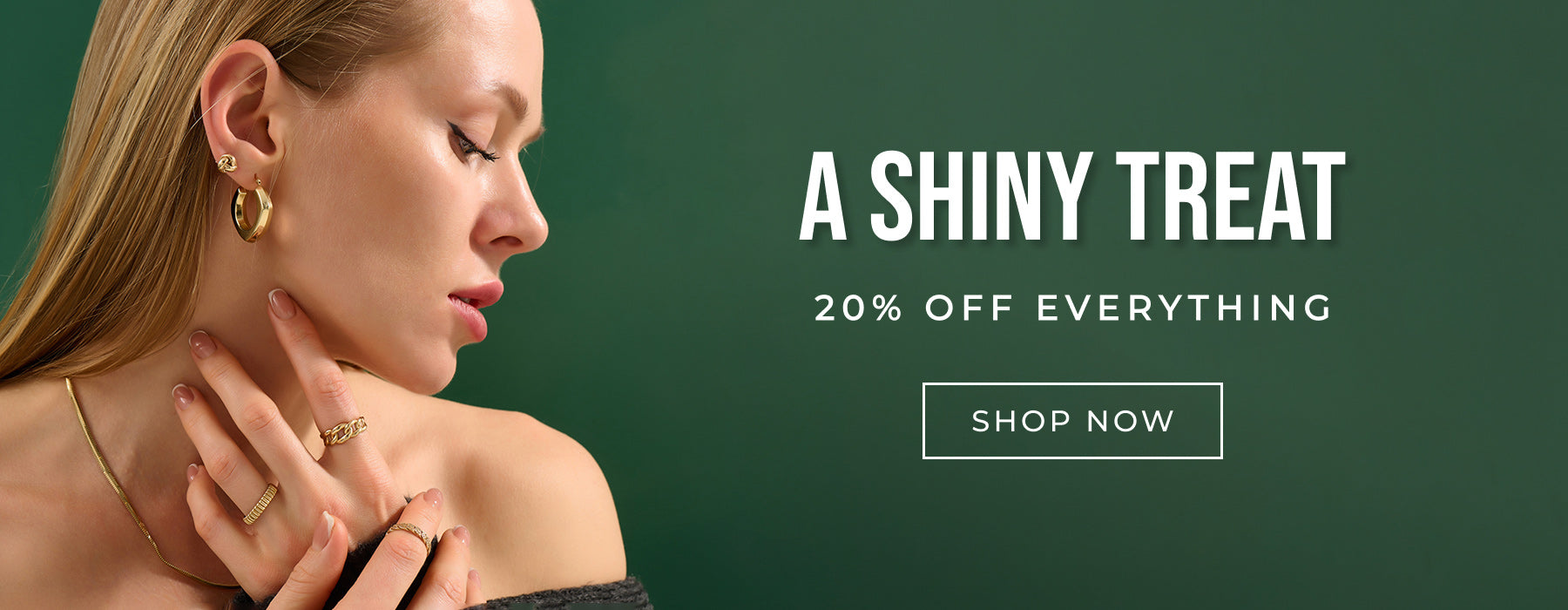 Norm's Solid Gold Jewelry on Model Shiny Treats Desktop Slider