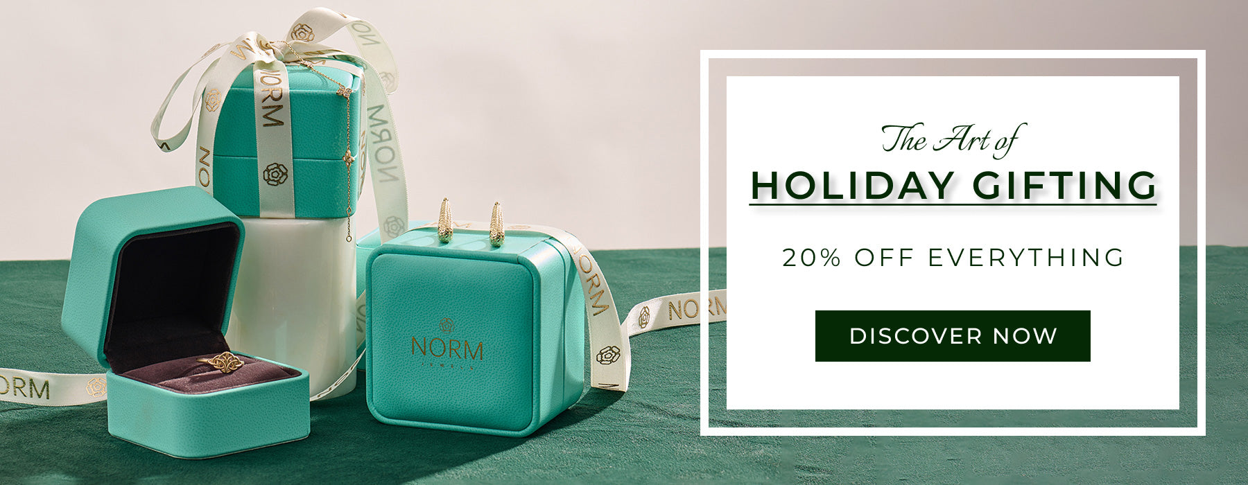 Norm's Holiday Sale 2025 Desktop Slider with Solid Gold Jewelry and Norm Gift Boxes