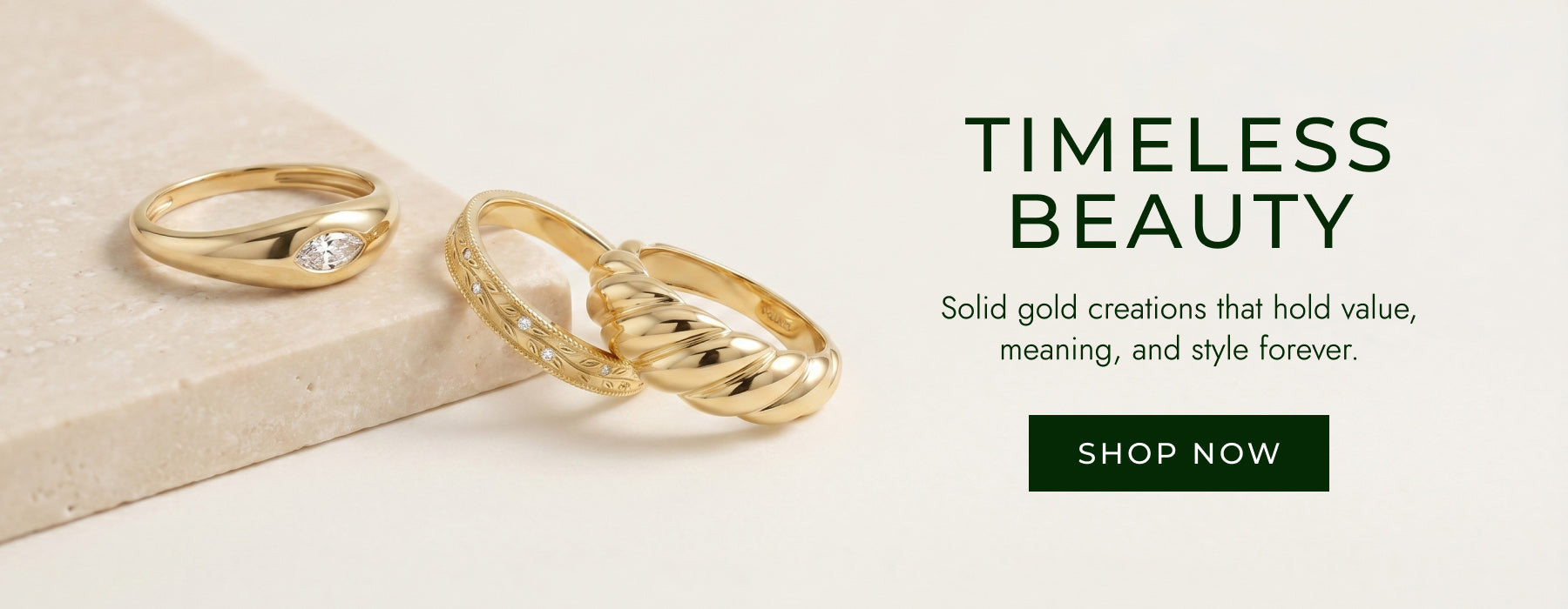 Norm's Solid Gold Rings Timeless Beauty Desktop Slider