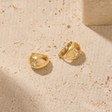 Women's North Star Dome Earrings in Real Gold