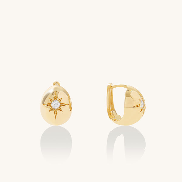 North Star Dome Huggie Earrings in Gold