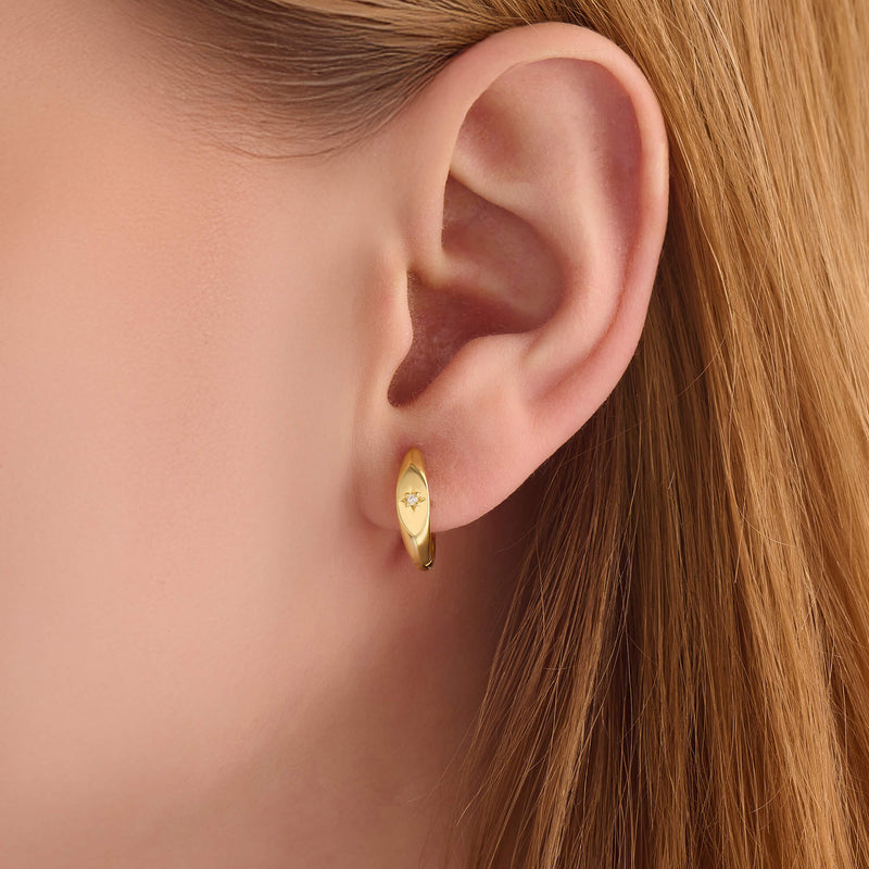 Women's North Star CZ Earrings in 24K Gold Plated Vermeil on 925 Solid Silver