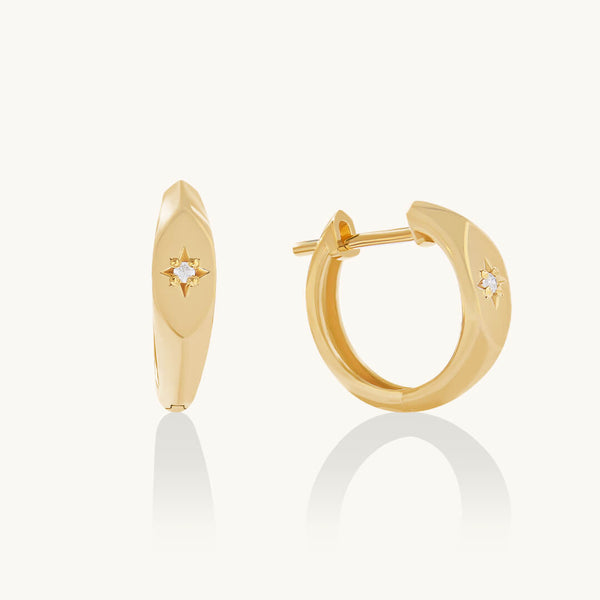 North Star Huggie Earrings in 24K Gold Plated Vermeil on 925 Sterling Silver