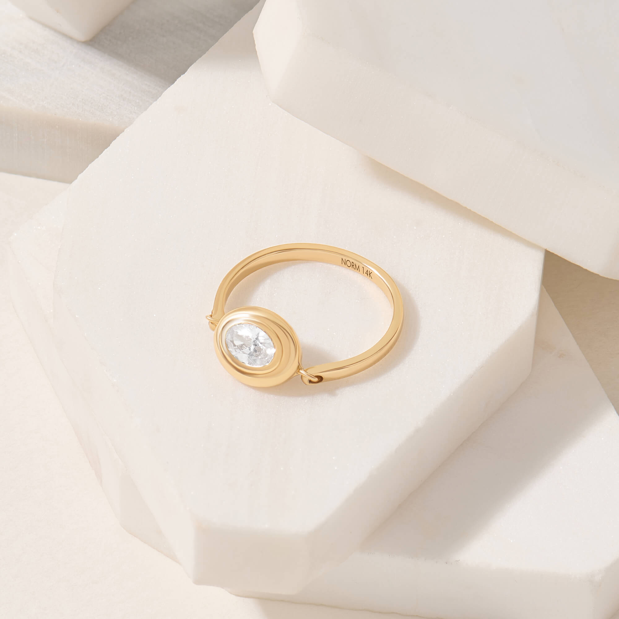 Nova Bezel Ring in 14K Real Yellow Gold