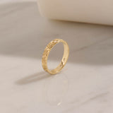 Olive Branch Design Band Ring in 14K Gold