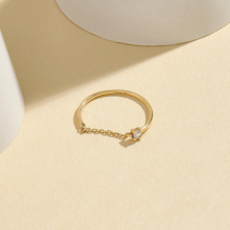 Women's Open Chain Solo Ring in 14k Solid Gold