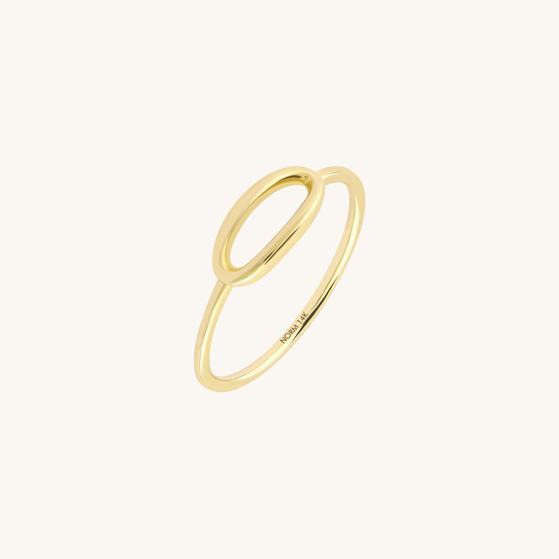14K Solid Gold Thin Open Oval Ring