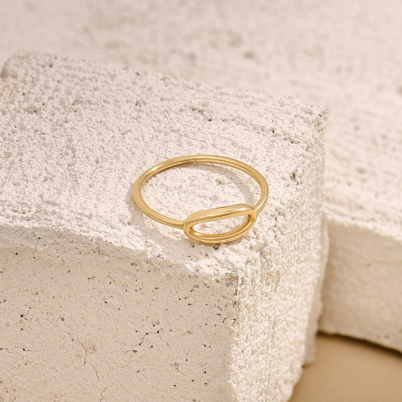 Open Oval Stacking Ring in 14K Real Yellow Gold