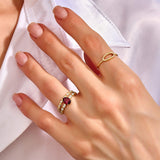 14K Real Gold Thin Open Oval Ring