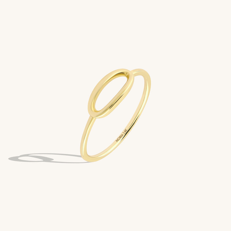 Open Oval Stacking Ring in 14K Solid Yellow Gold