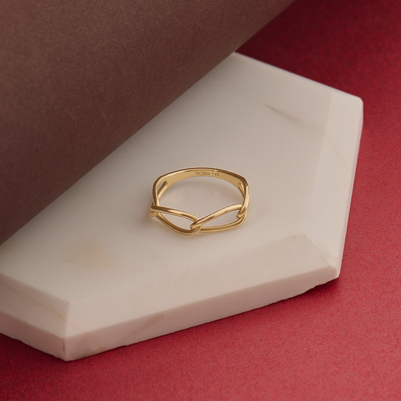 14k Solid Gold Link Wedding Ring Women