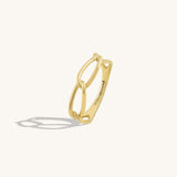 Women's 14k Real Yellow Gold Oval Cable Chain Ring