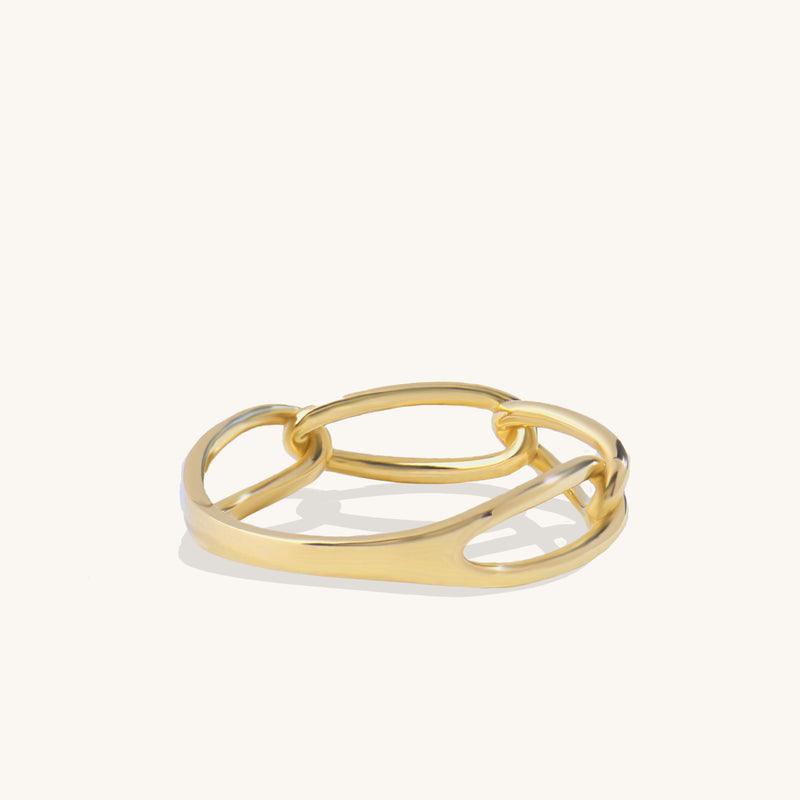 Women's 14k Yellow Gold Oval Cable Chain Ring