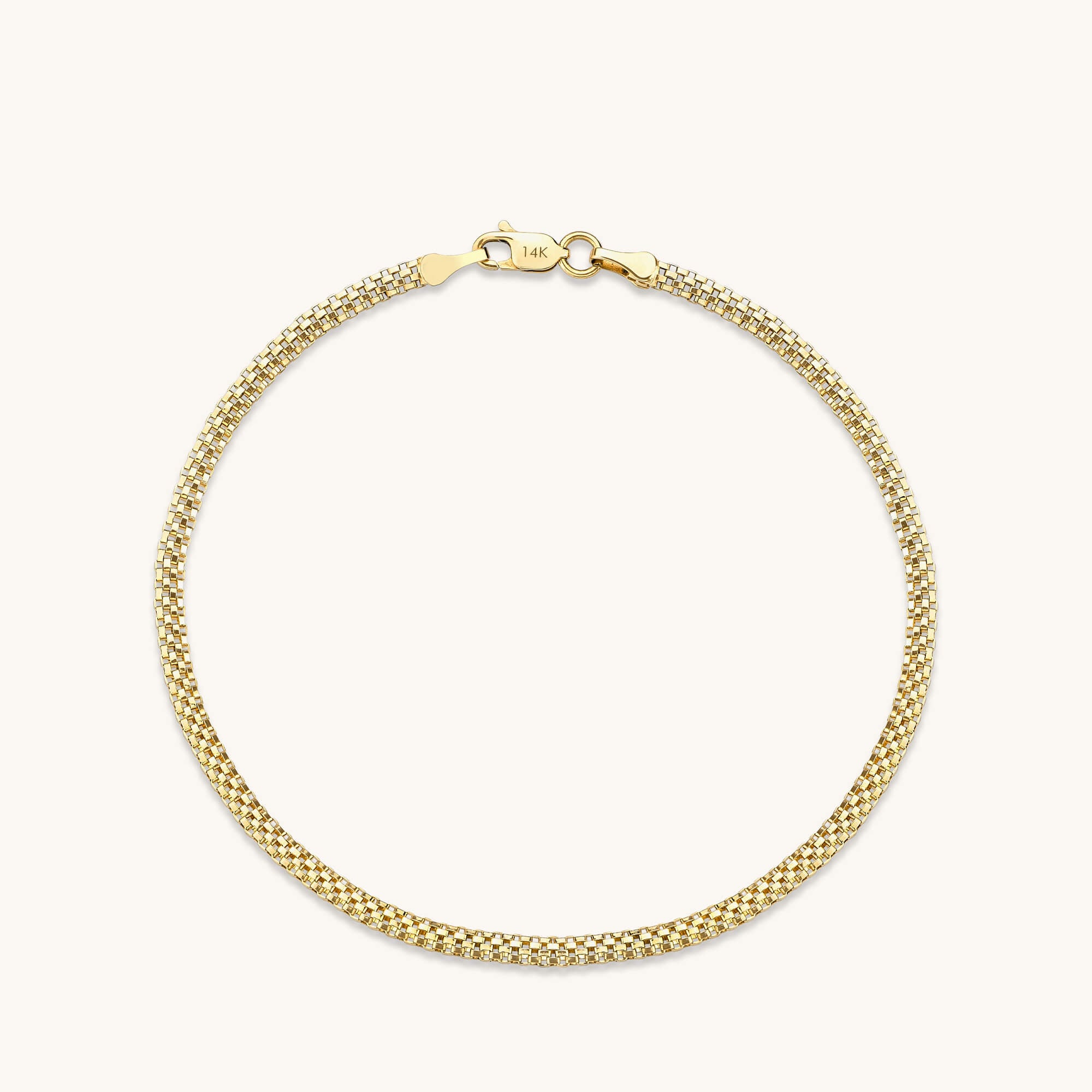 Women's 14k Solid Gold Oval Popcorn Chain Bracelet