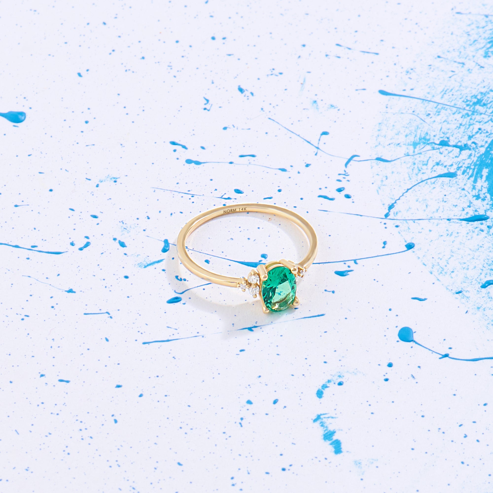 14k Real Yellow Gold Oval Cut Emerald Solitaire Ring