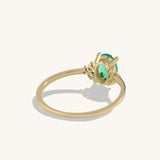14k Solid Yellow Gold Oval Cut Emerald Solitaire Ring