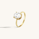 14K Real Yellow Gold Oval-Cut CZ Diamond Engagement Ring