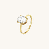 14K Real Gold Oval-Cut CZ Diamond Solitaire Ring