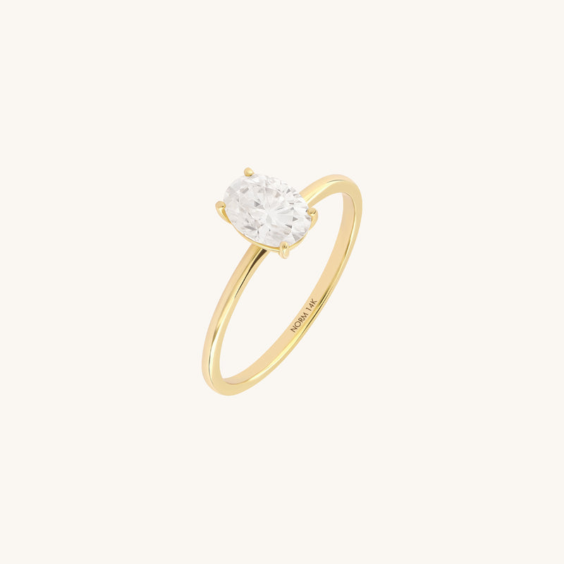 Women's Oval Moissanite Engagement Ring in 14k Real Yellow Gold