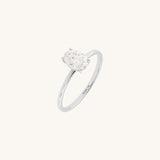 Oval Moissanite Engagement Ring in 14k Solid White Gold