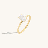 Women's Oval Moissanite Engagement Ring in 14k Real Yellow Gold