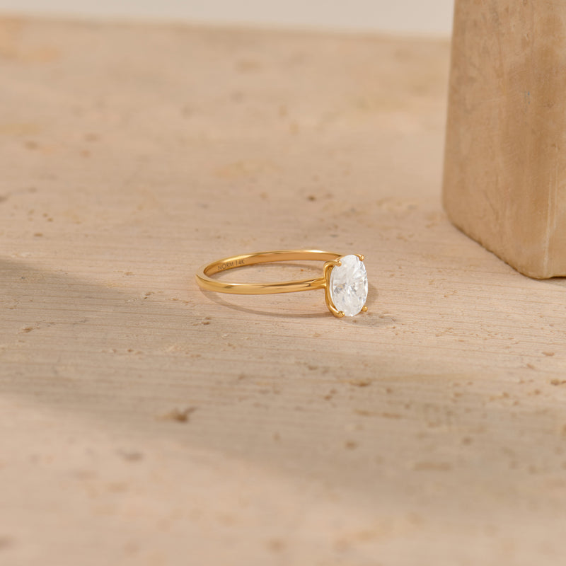 Oval Moissanite Engagement Ring in 14k Yellow Gold