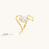 Oval Moissanite Solitaire Swirl Ring in Solid Gold
