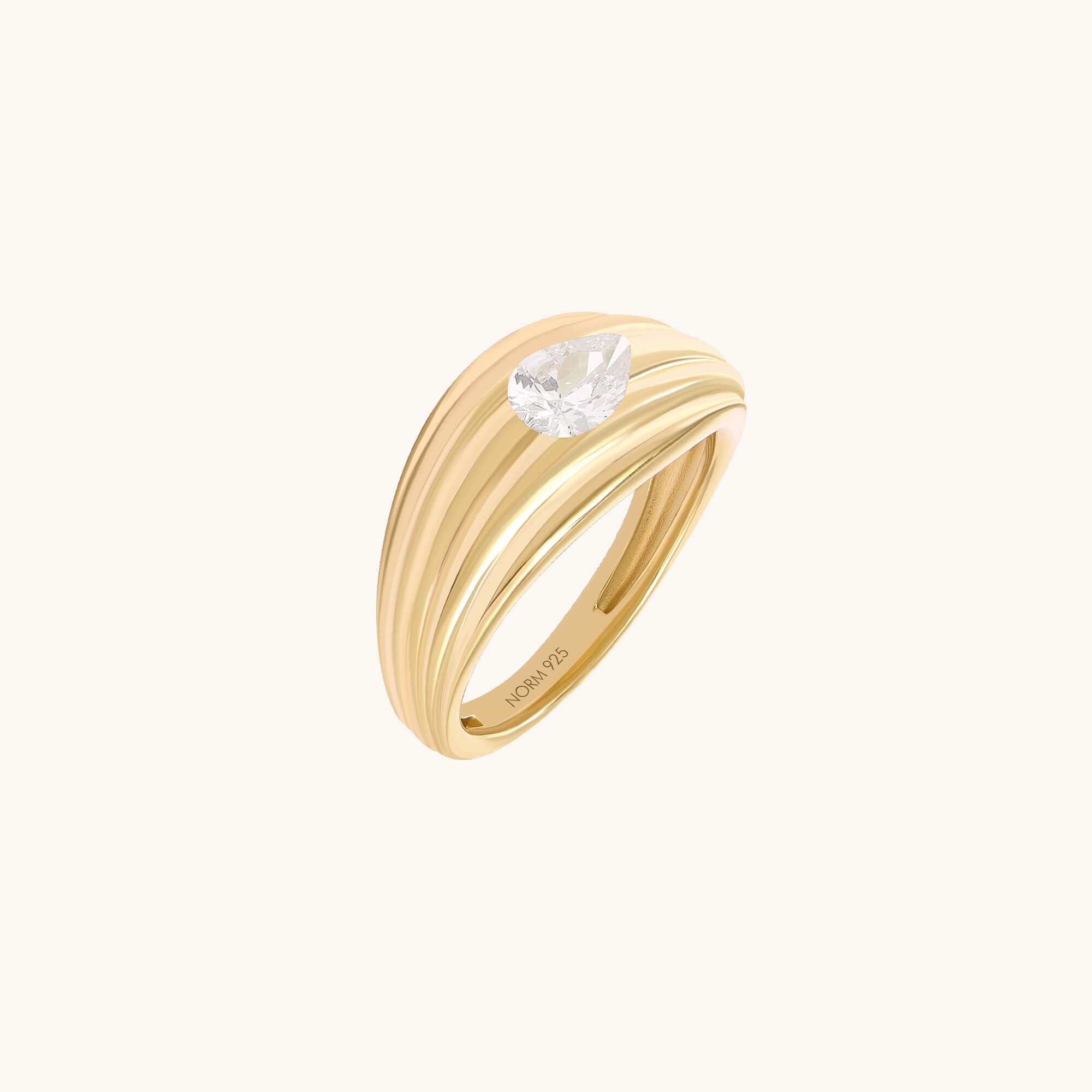 24K Vermeil Oval Ribbed Statement Ring