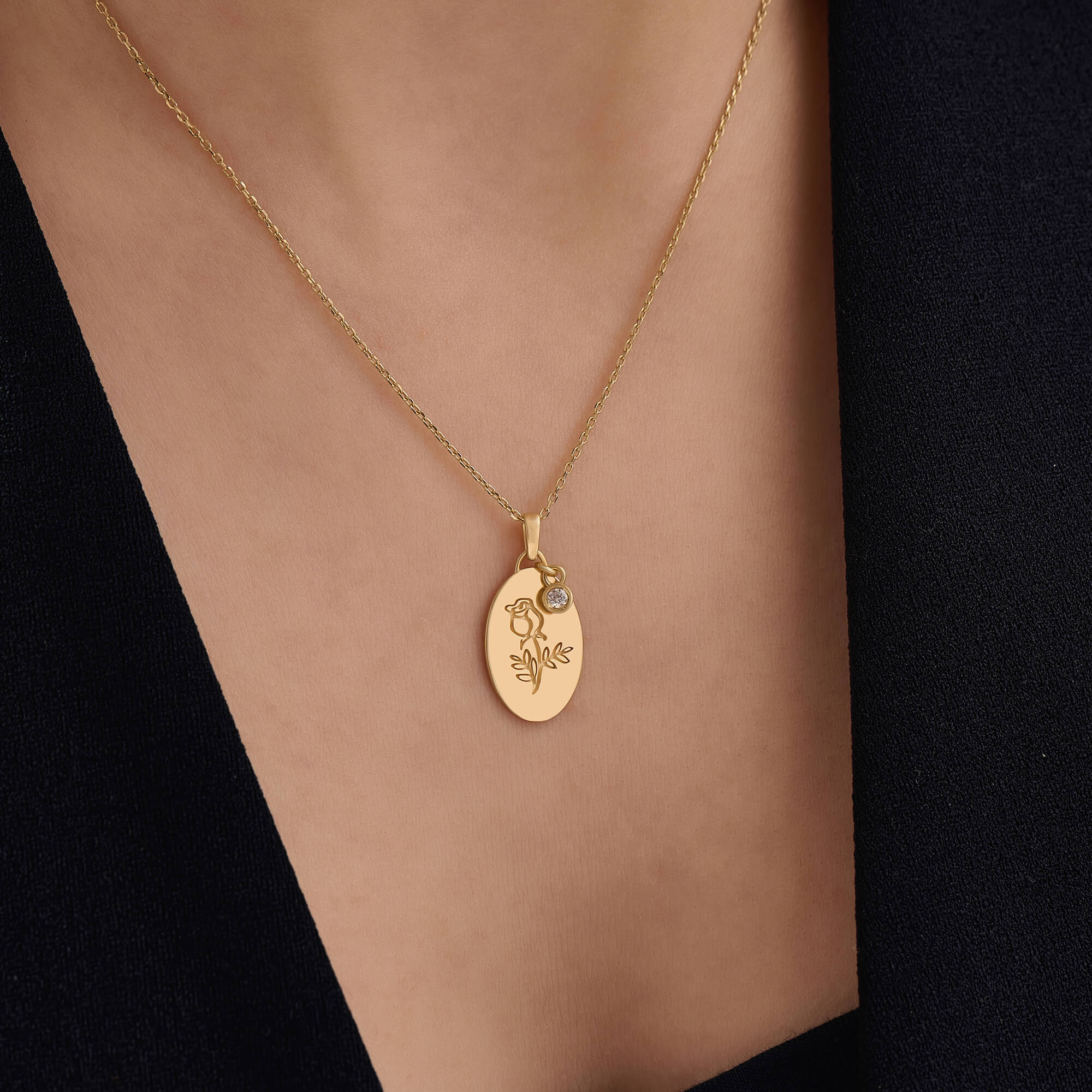 Women's 24K Gold Vermeil Oval Rose Necklace