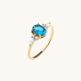 14k Solid Yellow Gold Oval Cut Sapphire Ring