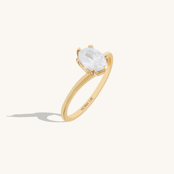 Oval Solitaire Bypass Ring in Real Gold