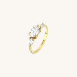 14K Solid Yellow Gold Oval East-West Engagement Ring