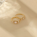 14K Real Yellow Gold Oval East-West Engagement Ring