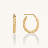 14K Real Gold Oval Vintage Hoop Earrings