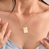Women's Palm Tree Tag Necklace in Gold Vermeil on 925 Solid Silver
