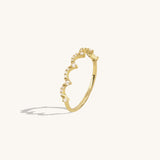 14k Gold Thin Pave Crown Stacking Ring for Women