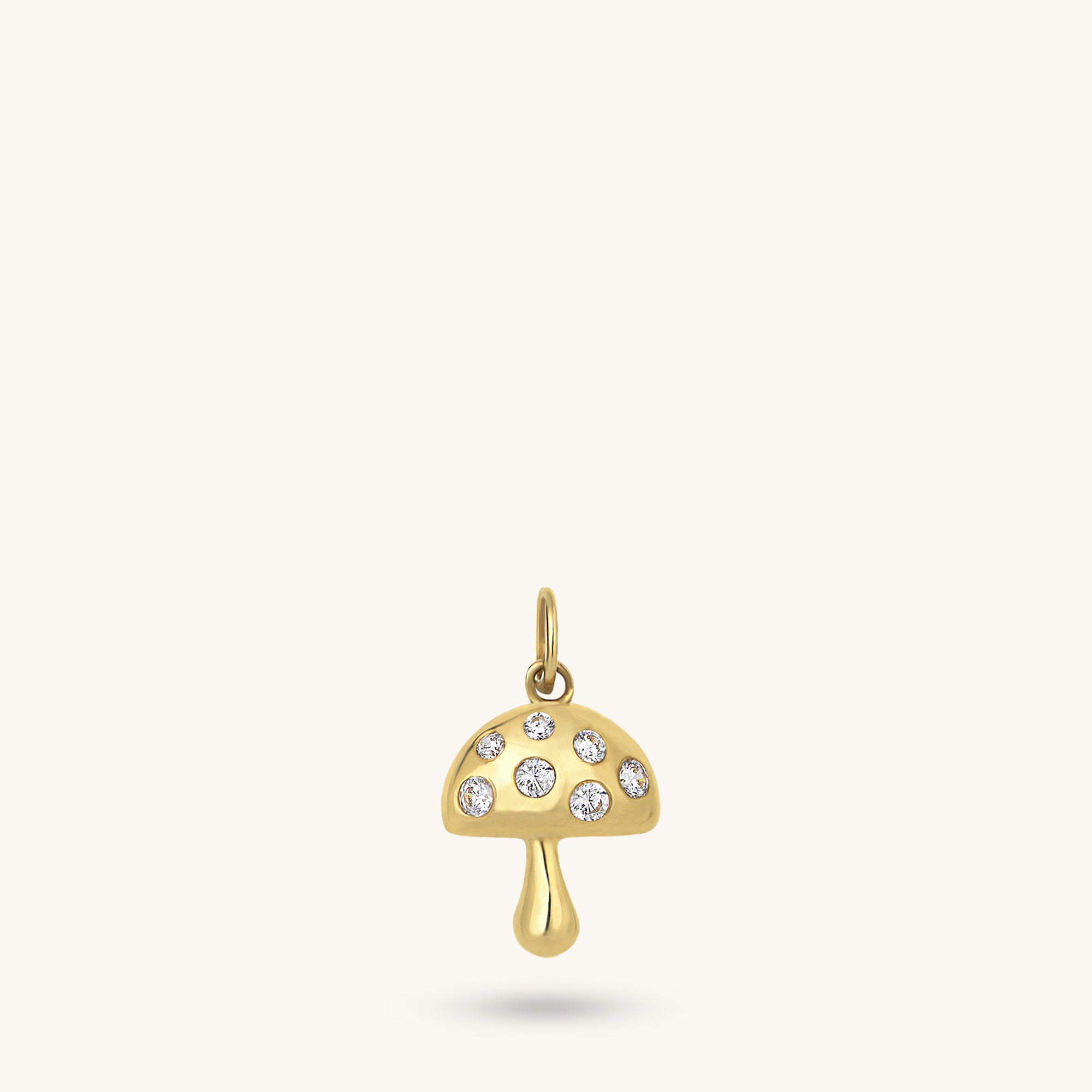 14k Real Gold Minimalist Mushroom Charm Pendant