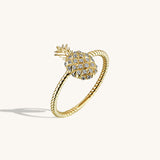 Pave Pineapple Ring in 14k Solid Gold