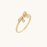 Pave Ribbon Ring in 14k Solid Yellow Gold