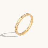 Women's 14k Solid Gold Pave Screw Band Ring
