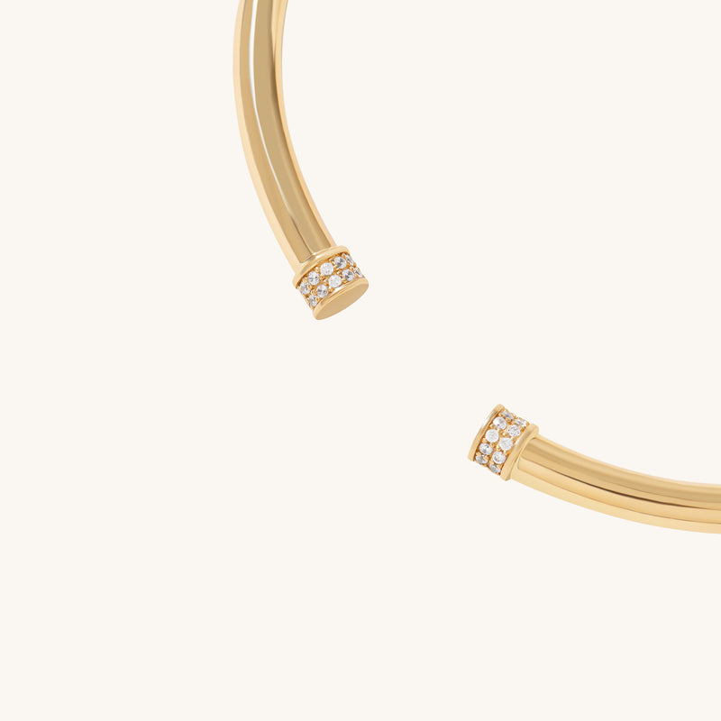 Norm Pave Tip Cuff Bracelet in Real Yellow Gold