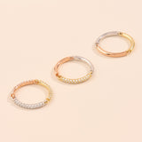 Three Colored Link Paved Band Ring in 14K Solid Gold