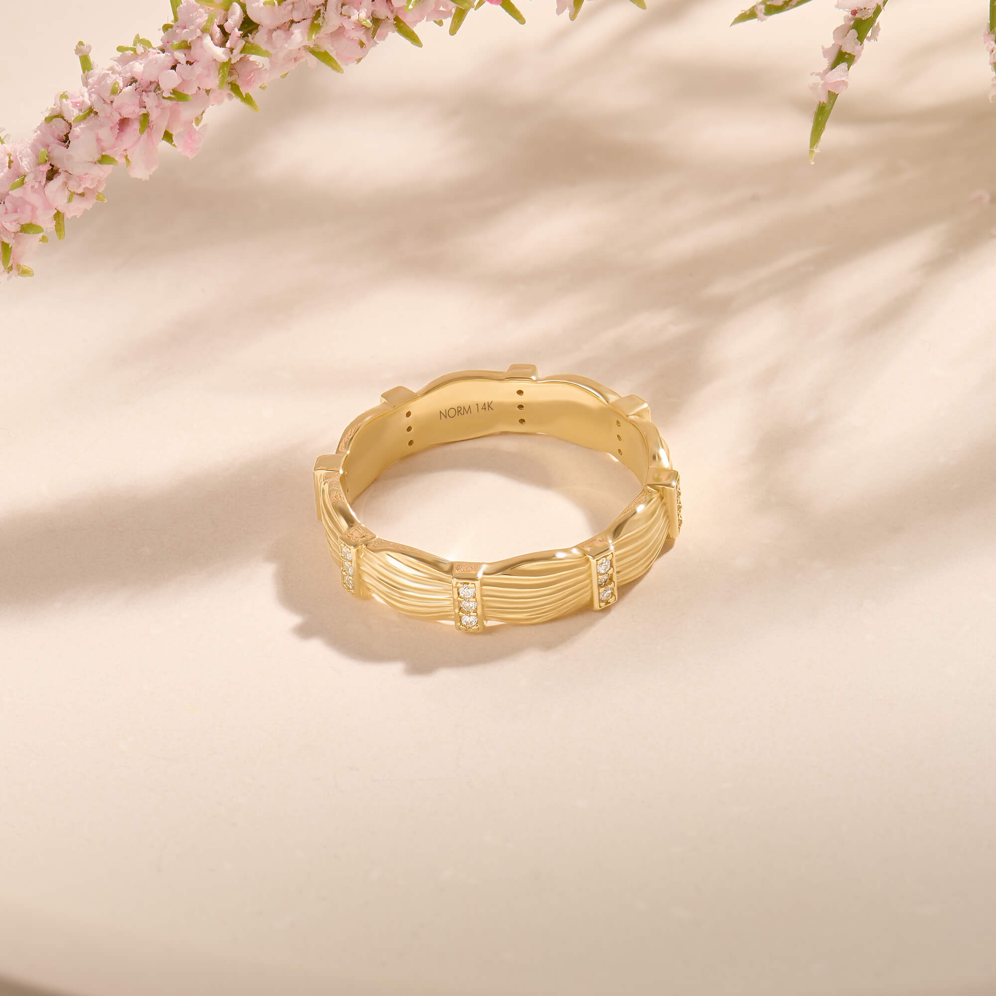 14K Real Gold 4.50 Willow Band Ring for Women