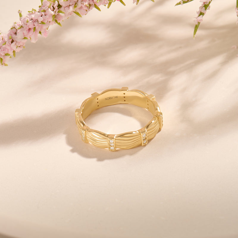 14K Real Gold 4.50 Willow Band Ring for Women