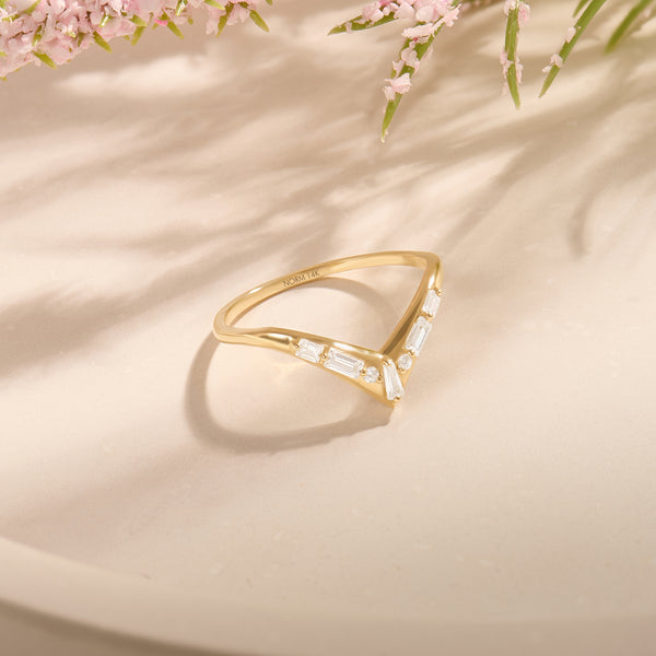 Pave Wishbone Ring in Gold