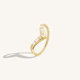 14K Real Gold Pave Wishbone Ring for Women