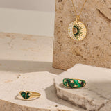 Green Enamel Celestial Harmony Necklace in Gold