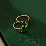 14K Real Yellow Gold Emerald Engagement Ring, Pear Cut Lab-Grown Emerald 