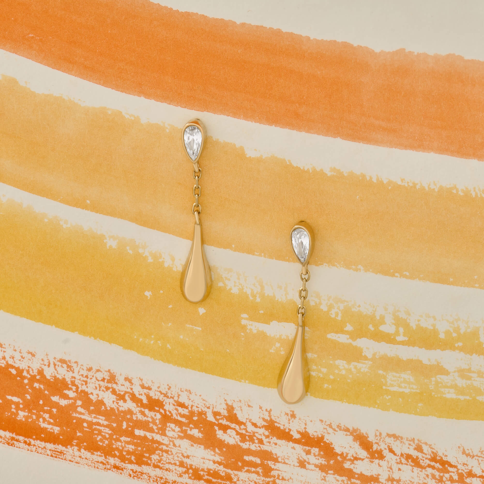 Solid Real Gold Pear Lab-Grown Diamond Teardrop Earrings