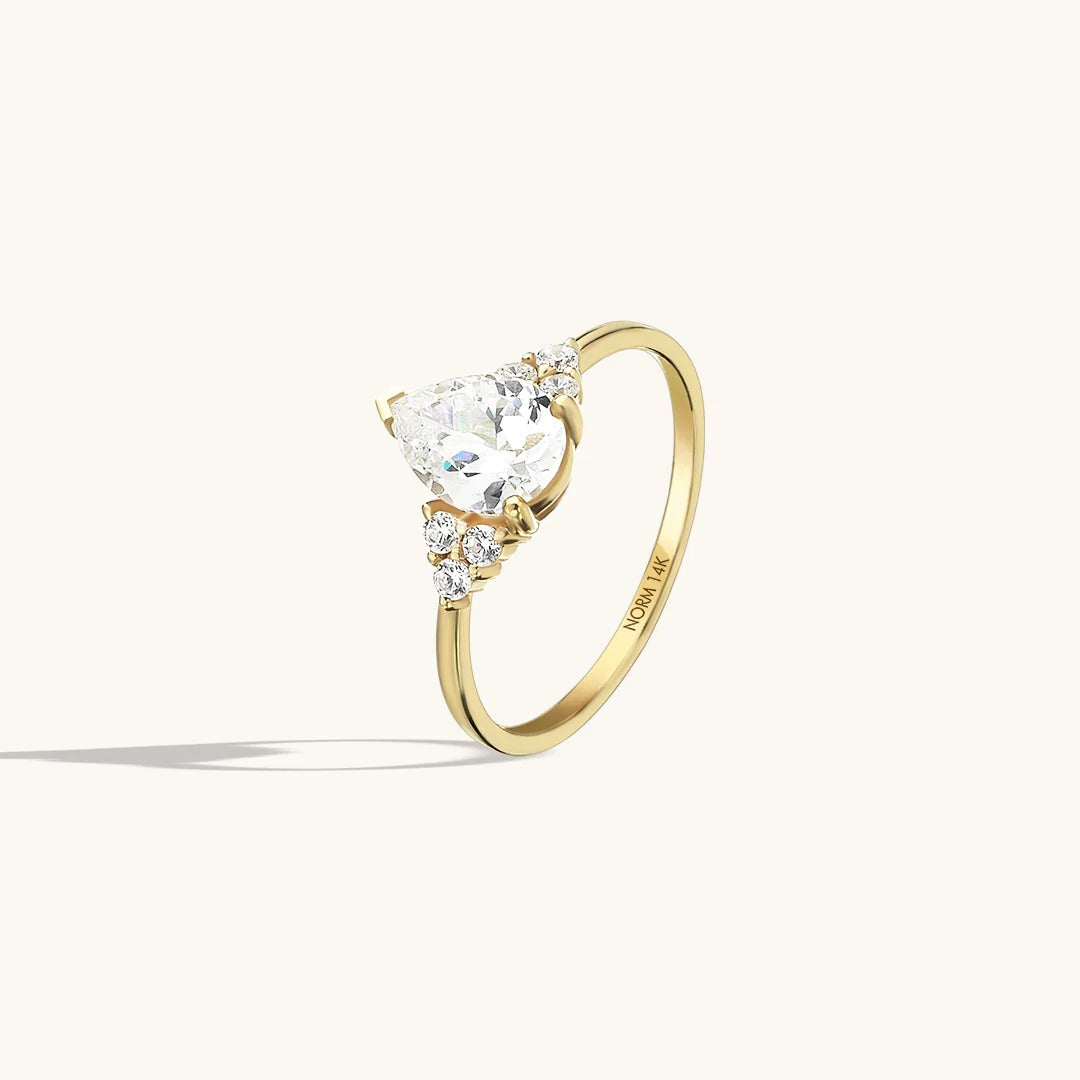 Pear Moissanite Engagement Ring in Gold